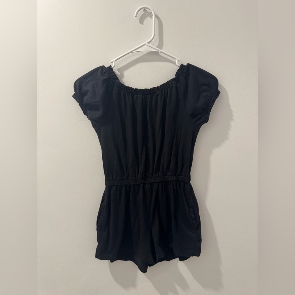 Old Navy Girl’s Black Romper Off The Shoulder Summer Pockets Size M (8)